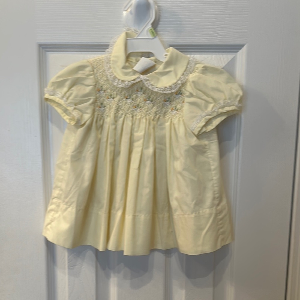 Vintage Cream Baby Dress with Lace Collar